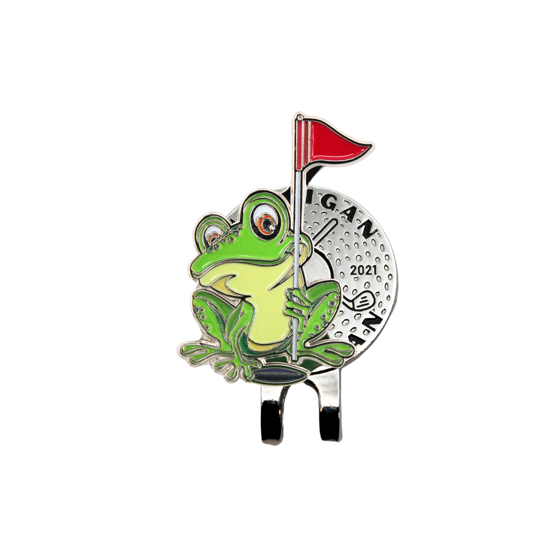 Frog Caddy golf ball marker with magnetic hat clip