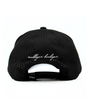 Black cap with 'mulligan hooligan' embroidery on a white background