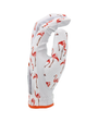 Flamingo Putt golf glove from the side with putting  flamingos pattern on a white background