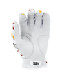 'I'm a simple man' golf glove white palm  with colorful accents on a white background