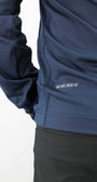 Navy blue jacket with text 'Bad Shot. Great Fit' on a white background
