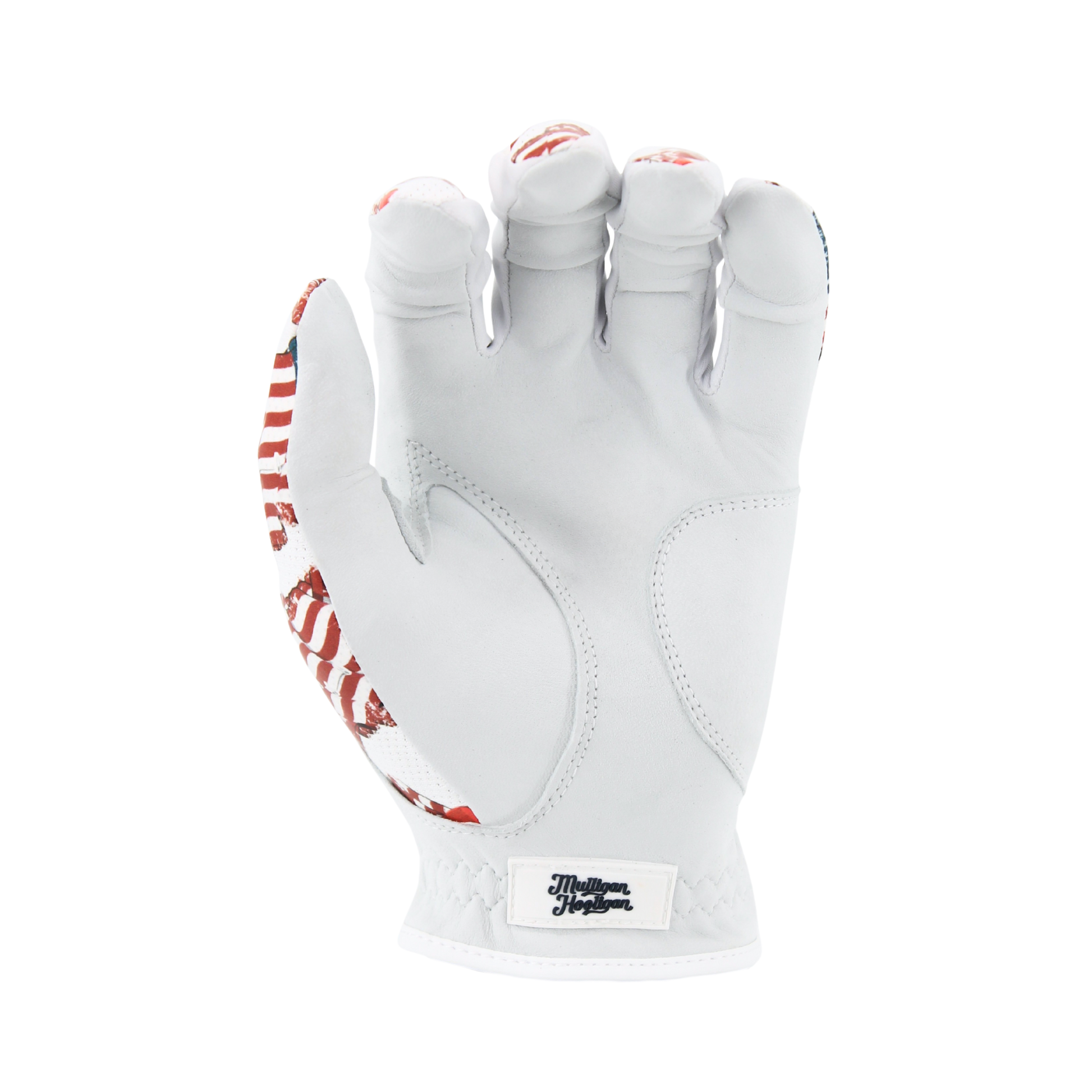 Patriotic USA Flag Glove with white palm a white background