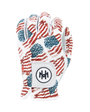 Glove with American flag pattern on a white background