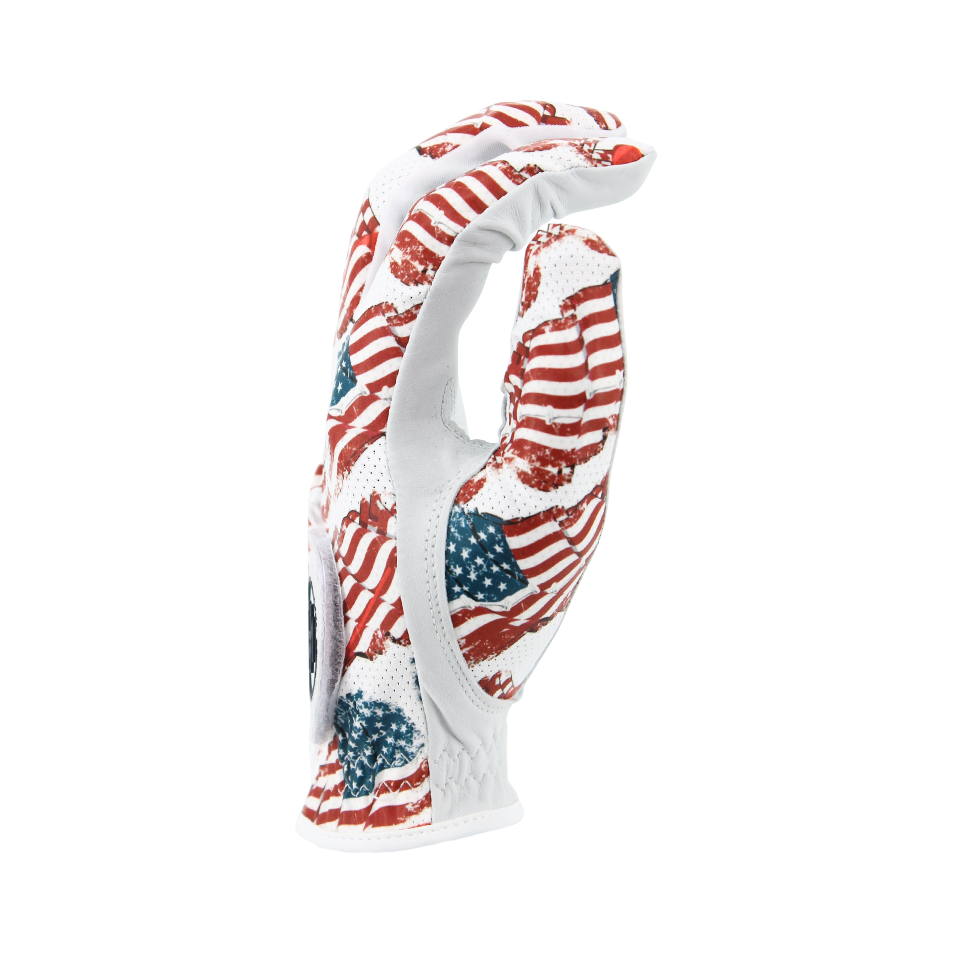 Patriotic USA Flag Glove with American flag pattern design on a white background