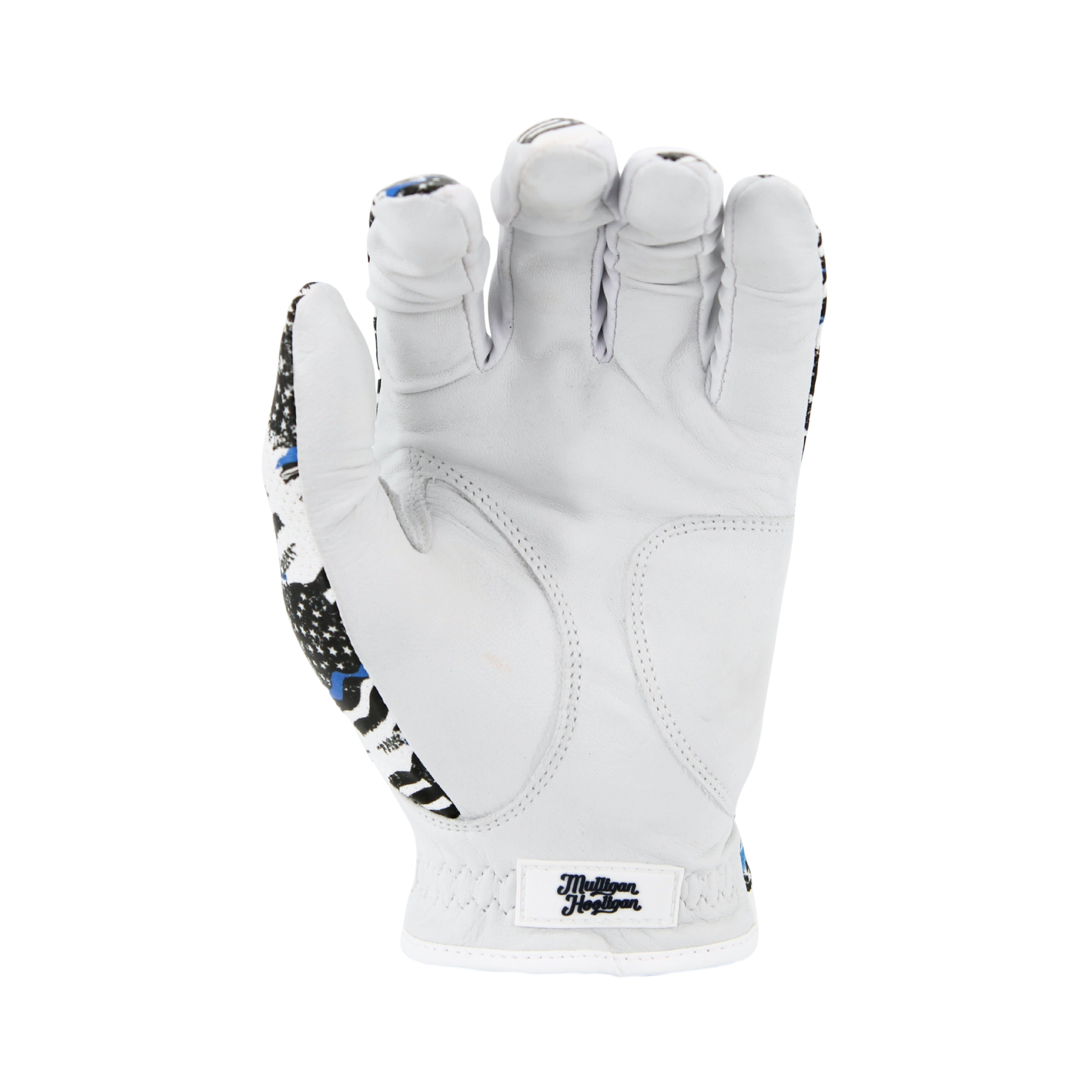 The white palm of the USA Blue Line Glove a white background
