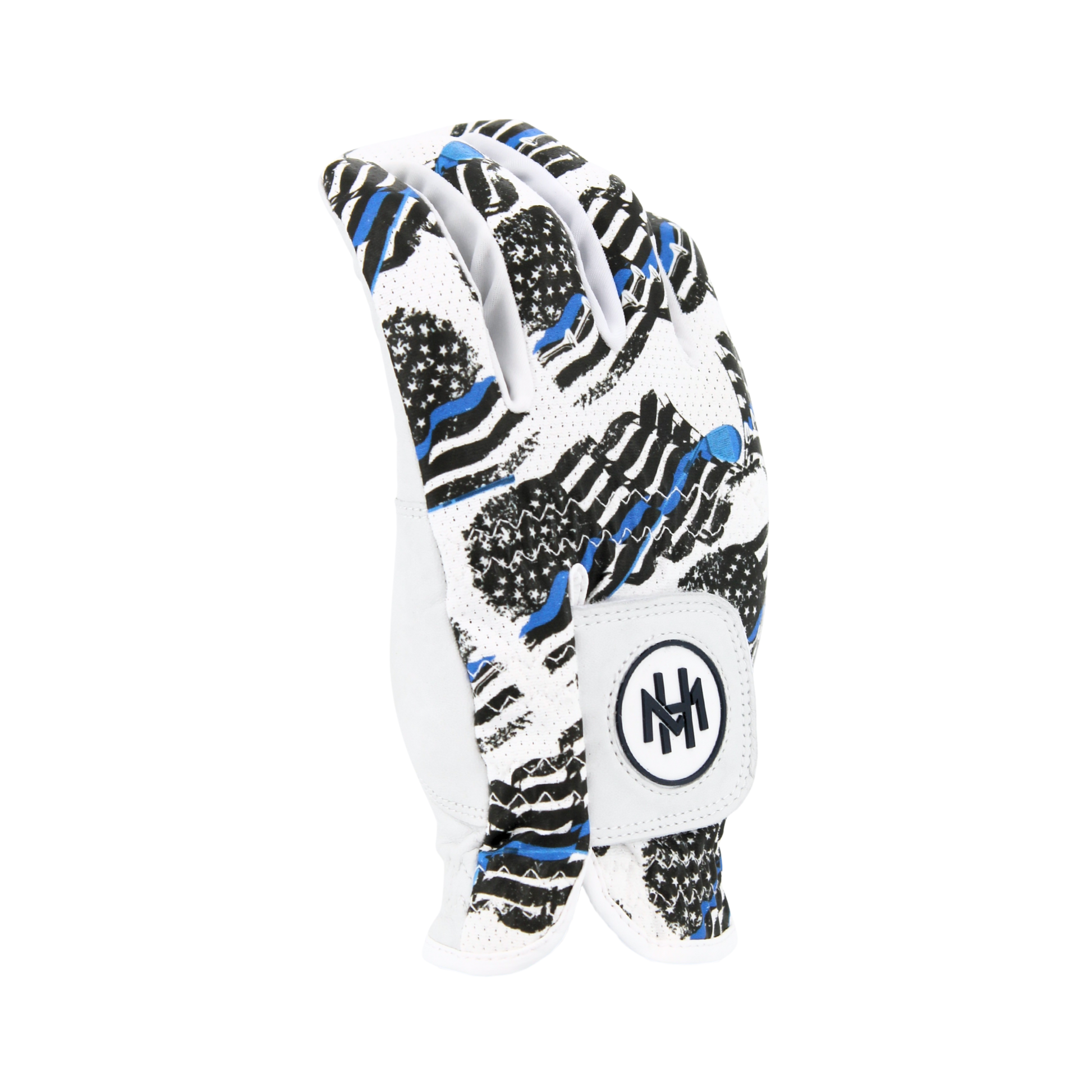 USA Blue Line Glove with black and blue pattern on a white background with the front brand logo visible